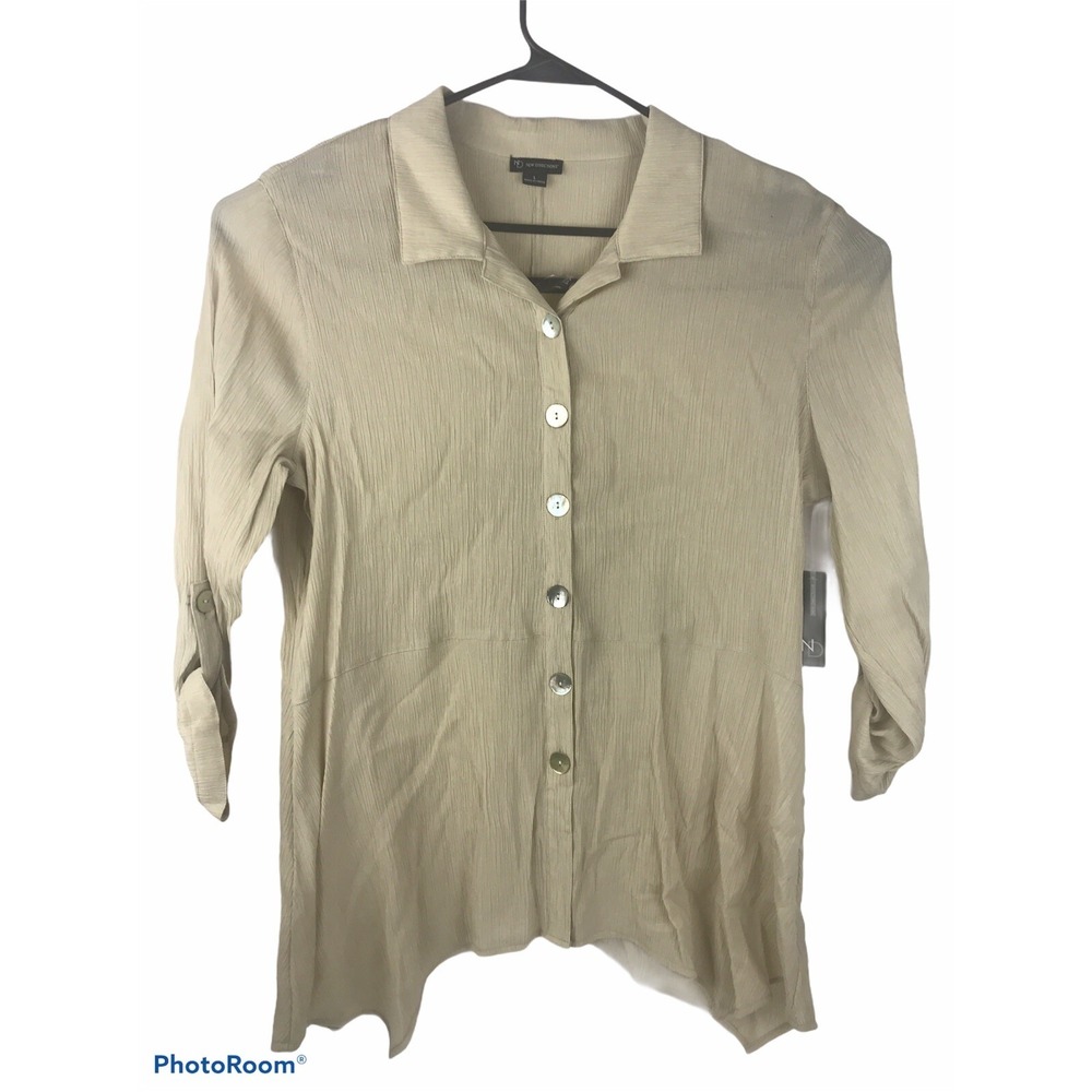 NWT New Directions Womens Large‎ Long Sleeve Button Up Blouse